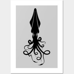 Squid Icon Black Posters and Art